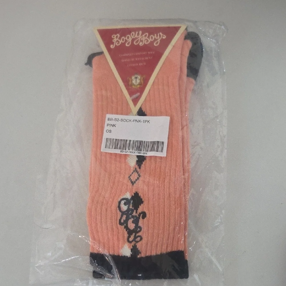 Bogey Boys Men’s Athletic Socks in Peach with Black & White Accents